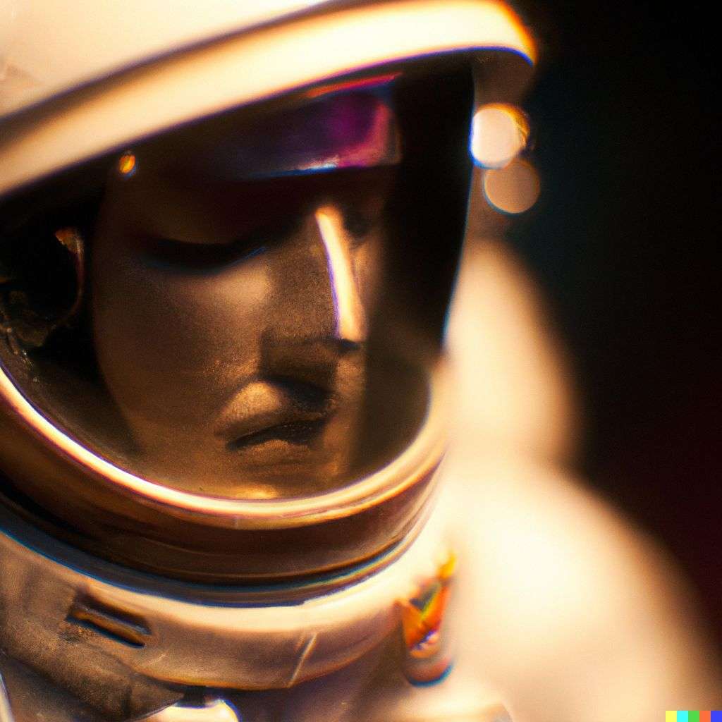 an astronaut, photograph, f1.4, very shallow depth of field